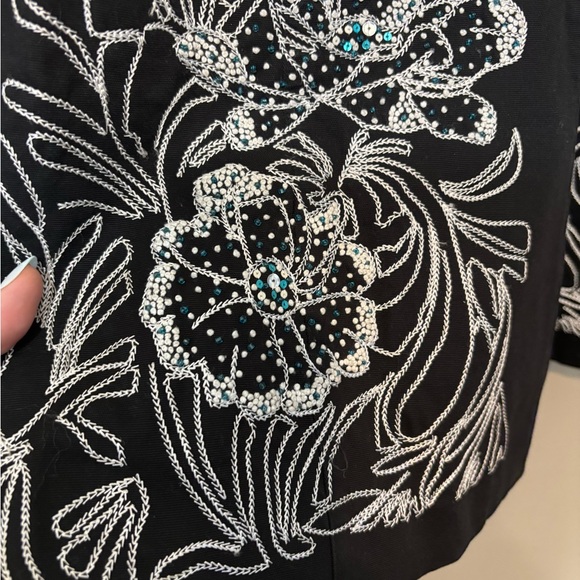 BIANCA NYGARD Embroidered Beaded, Gem Detail Cotton Women's Blazer - Picture 2 of 11